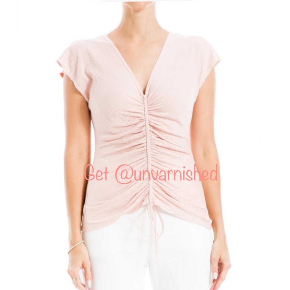 Max Studio Center Cinched Short Sleeves Top